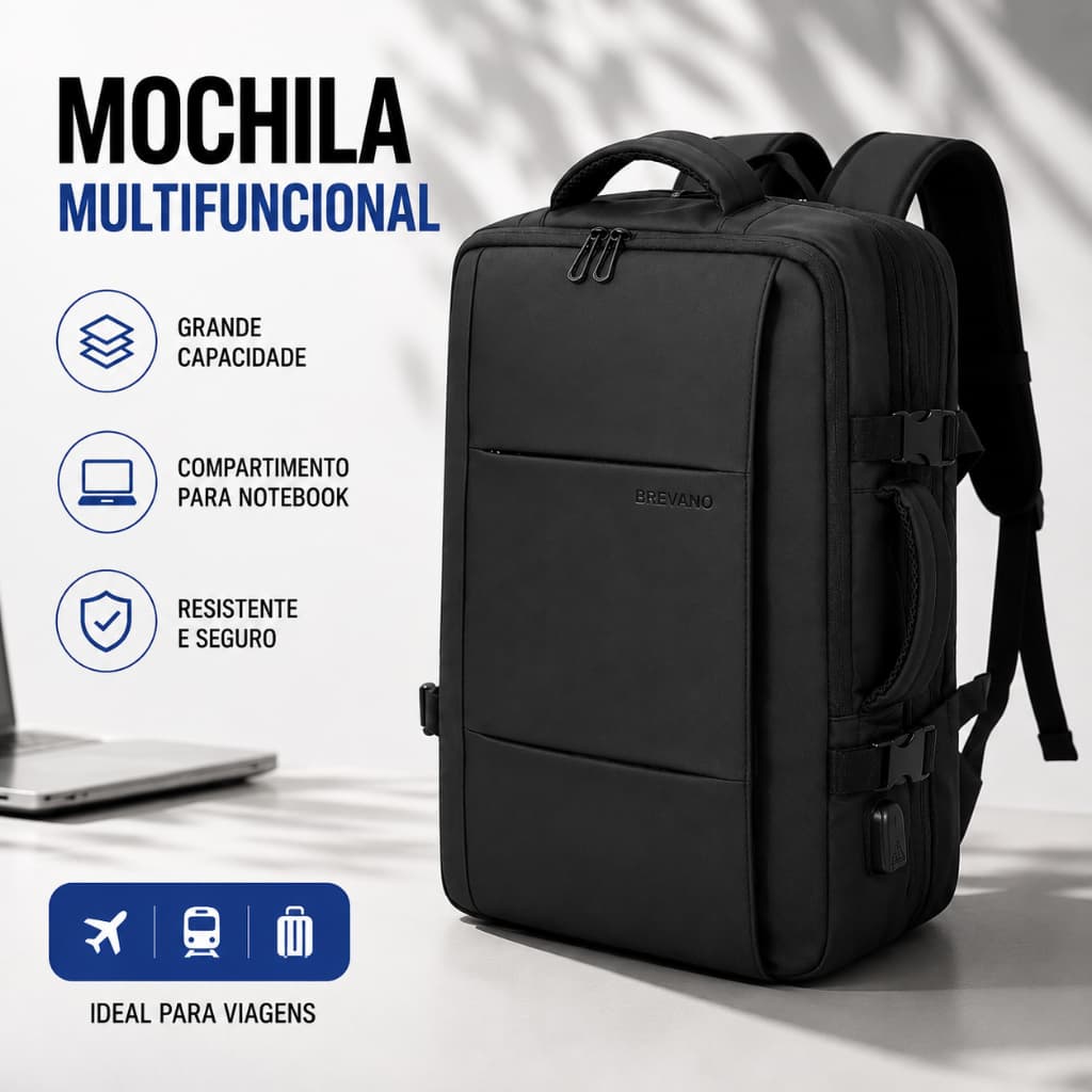 Mochila de Viagem Expansível Compartimento para Notebook  Resistente à Água Material Premium