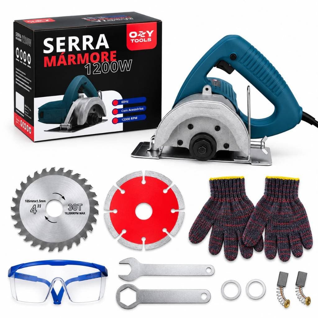 Serra Mármore 1200w 220v Corta Piso Concreto Madeira Ferro 110mm