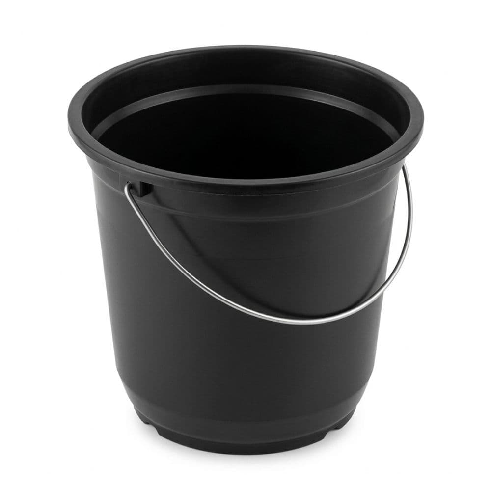 Balde de Plástico 7,5L Reforçado Multiuso Preto com Alça de Metal Resistente