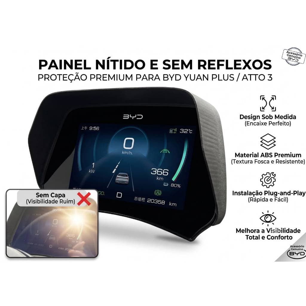 Capa Anti-reflexo Painel Digital Byd Yuan Plus Encaixe Perfeito
