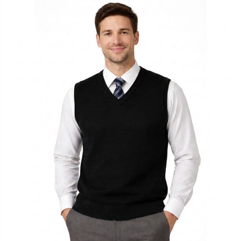 Pulôver Colete Masculino Básico Social Inverno Tricô Confortável Preto P M G GG