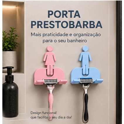 KIT C/ 2 PORTAS PRESTOBARBAS FEMININO E MASCULINO