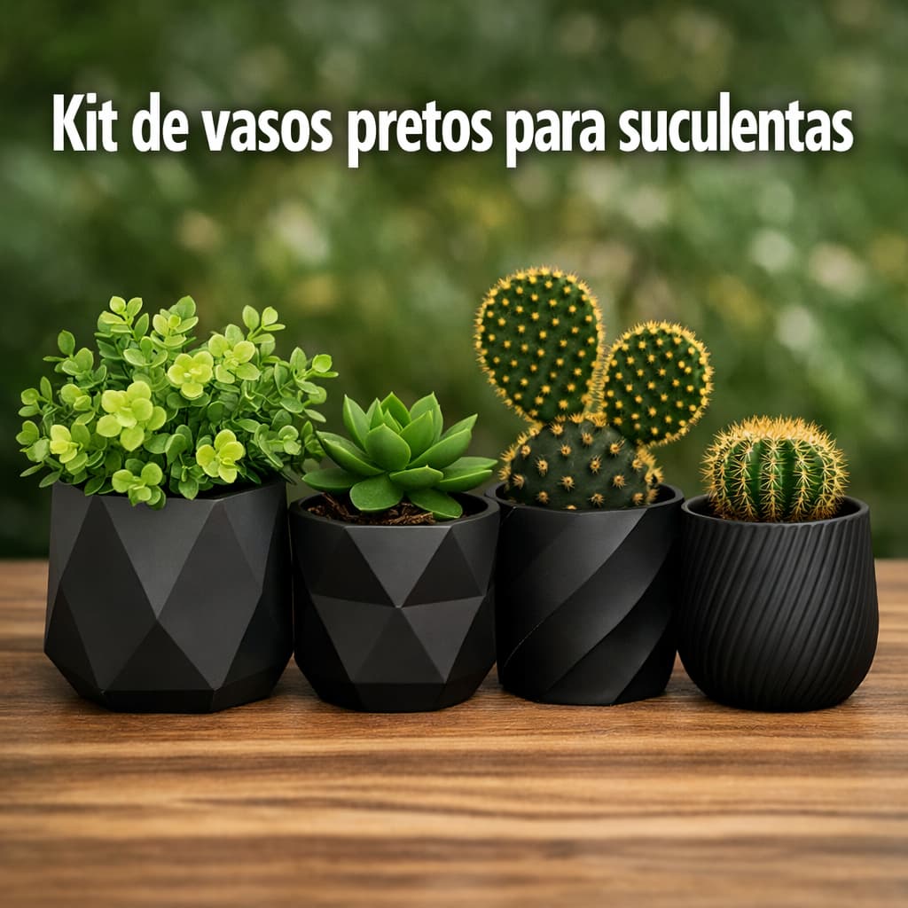 Kit 4 Vasos Decorativos para Suculentas – Design Minimalista, Material Resistente e Ideal para Sala