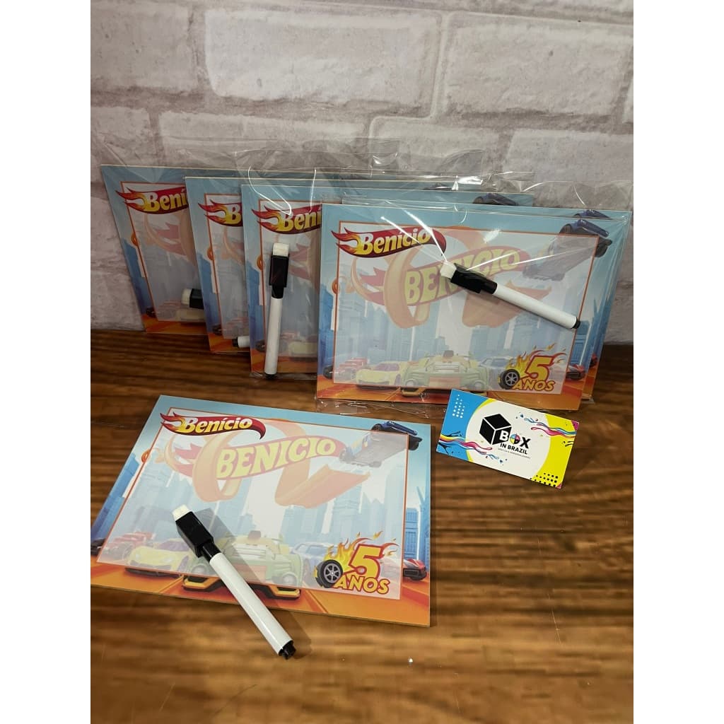 Kit Lousa Mágica + Caneta Com Apagador Tema Hot Wheels (Hotwheels) Festa Infantil Lembrancinha