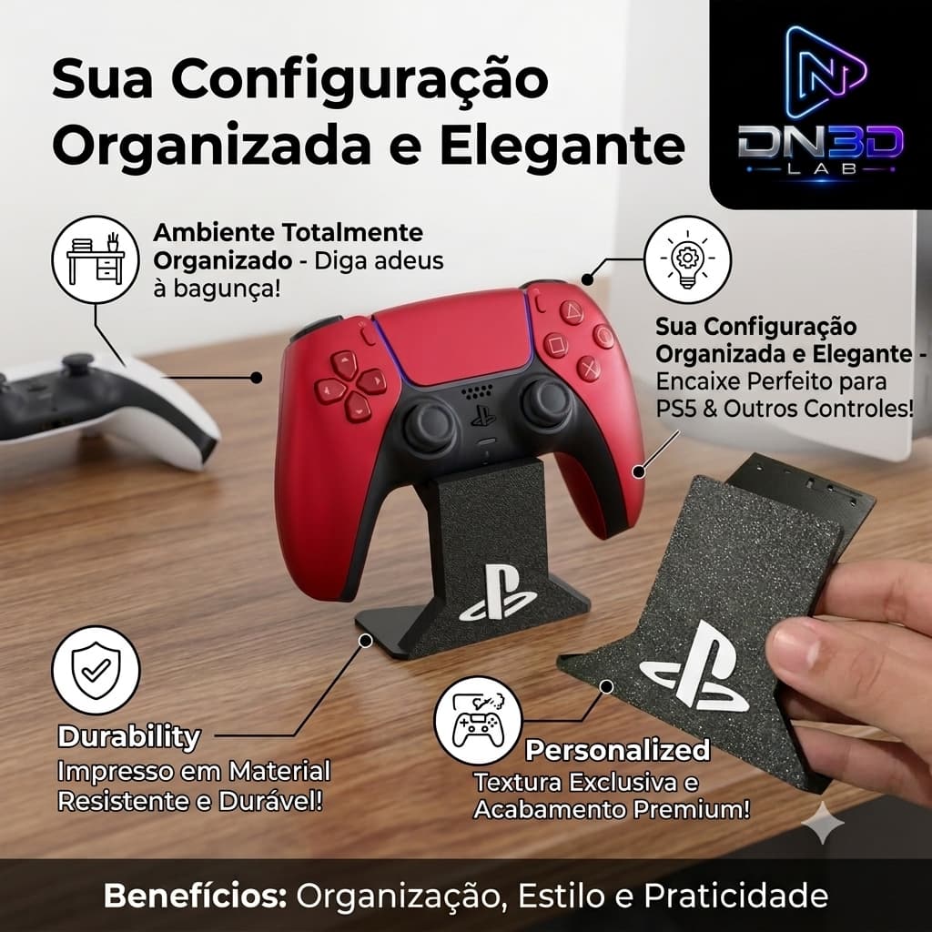 Suporte Controle PS5 Dualsense Dualshock de Mesa 3D