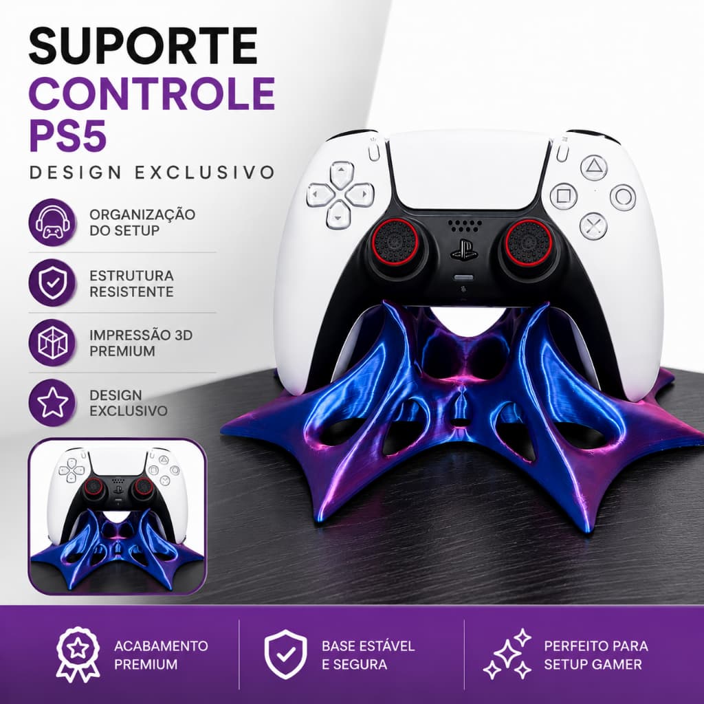 KIT Suporte Controle PS5 XBOX e Suporte Fone de Ouvido e Suporte de Celular Setup Gamer Escritório