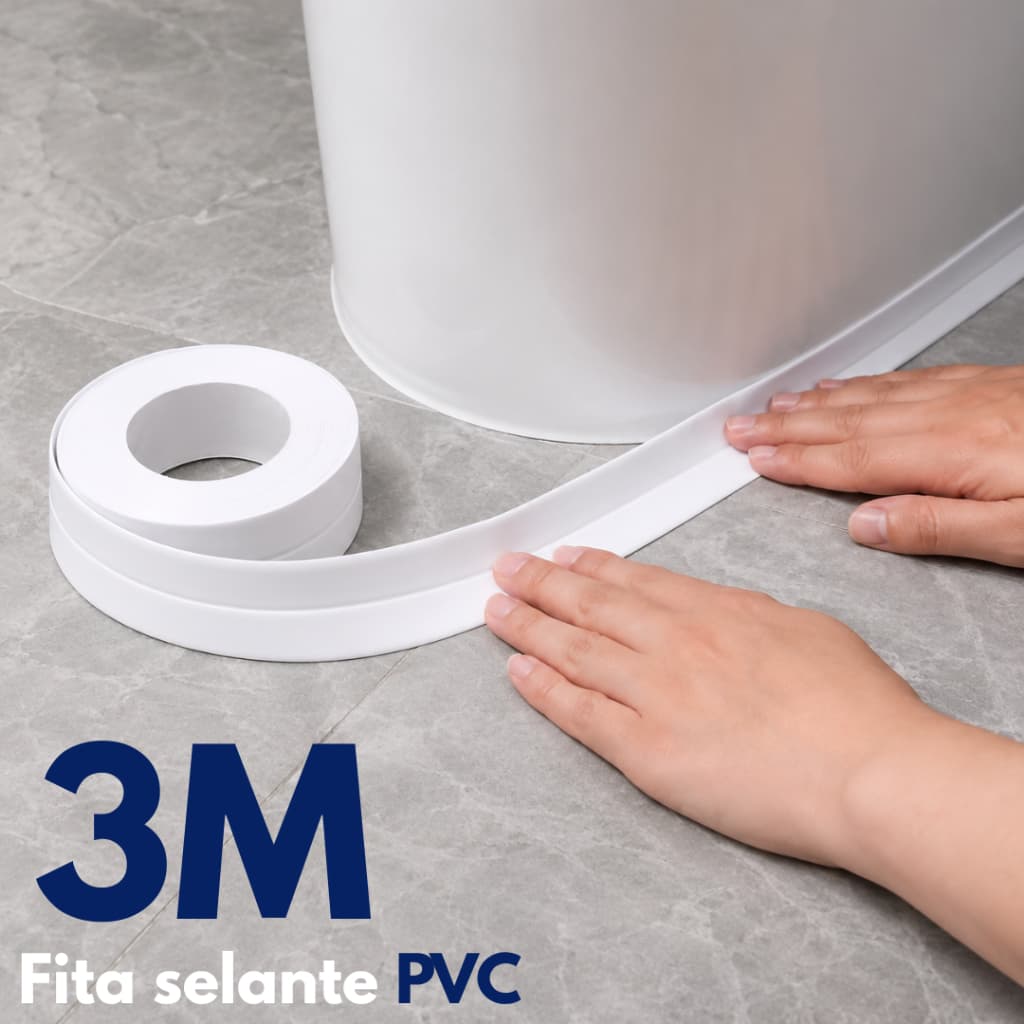 Fita Selante PVC 3m À Prova D 'Água para Banheiro Cozinha Banheira Vedação Anti Vazamentos e Infiltrações