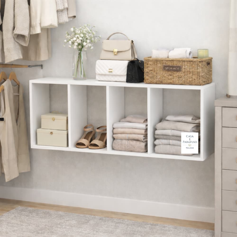 Closet Aéreo 120cm MDF Organizador Roupas Compacto Moderno Parede- 70