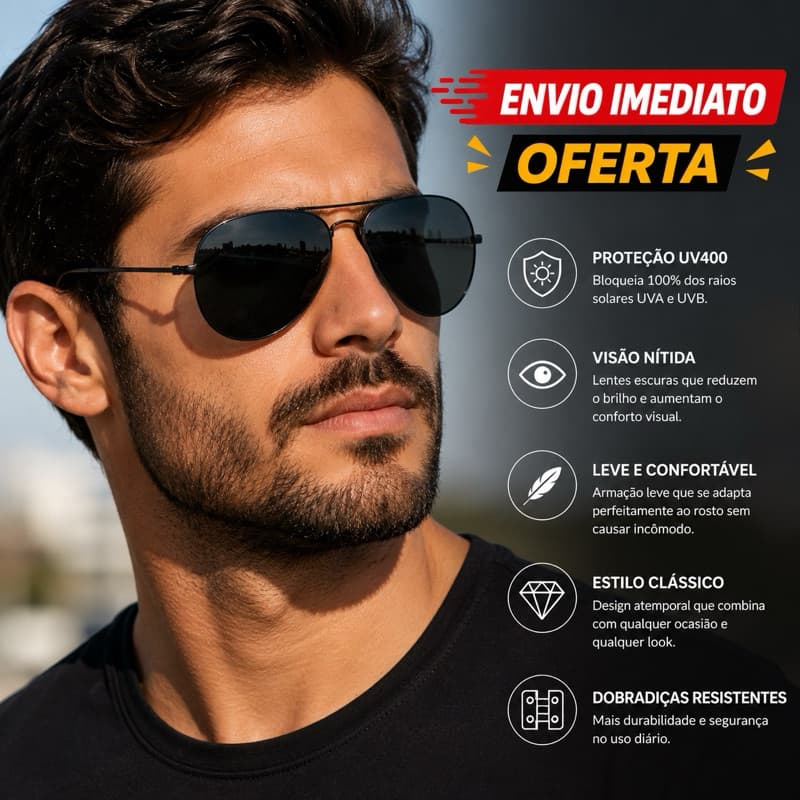 Óculos de Sol Aviador Clássicos UV400 Unissex