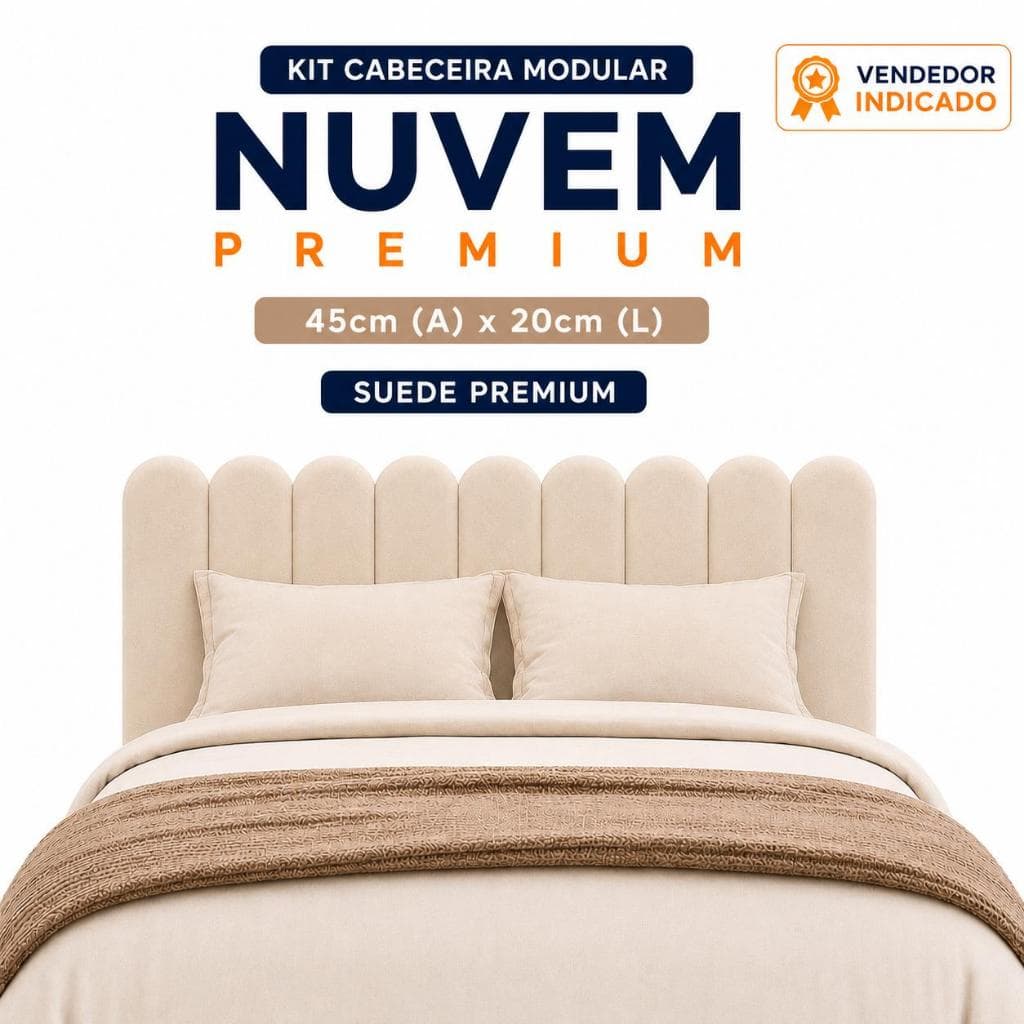 CABECEIRA NUVEM MODULAR KIT 5 A 20 PLACAS ESTOFADA SUEDE CAMA SOLTEIRO CASAL QUEEN KING ADESIVA 45X20