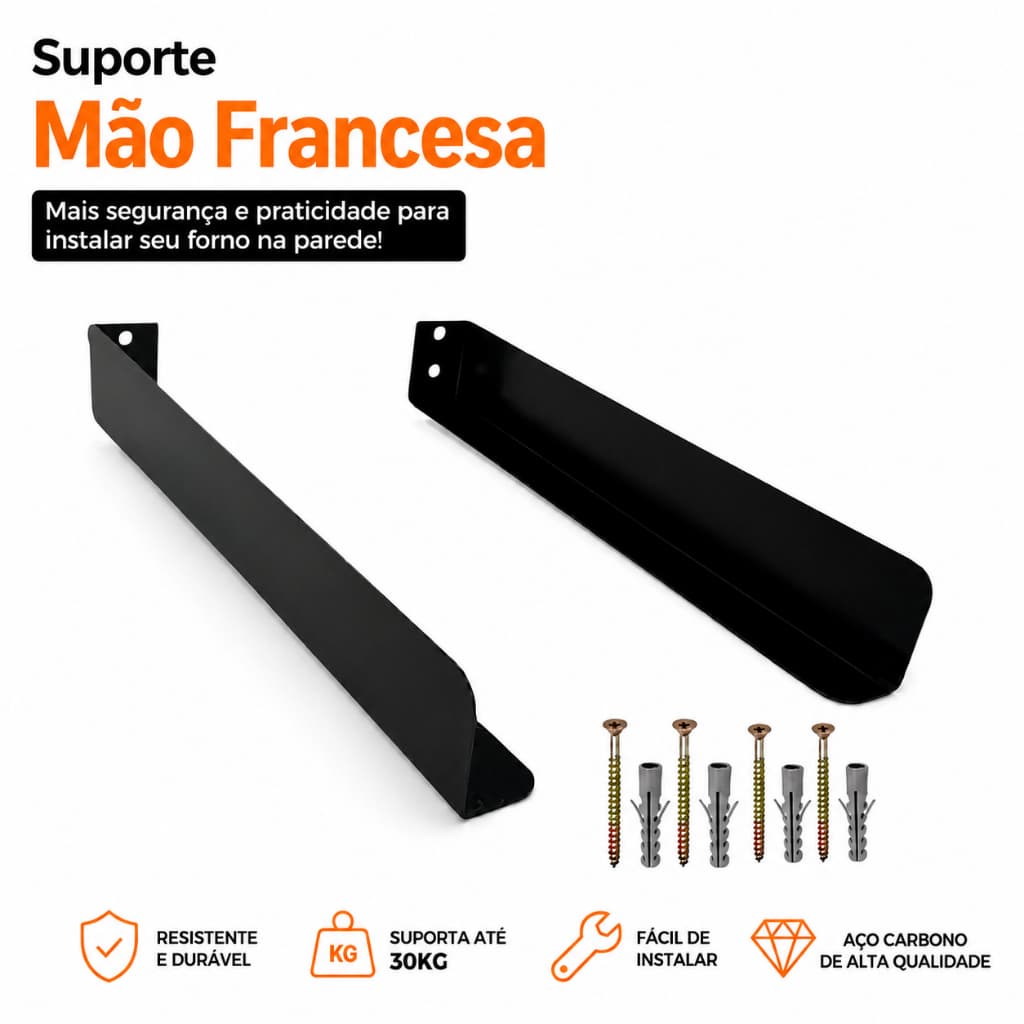 Suporte Para Micro-ondas E Forno Elétrico Multiuso De Parede Aço Reforçado Preto Com Kit Parafusos E Buchas