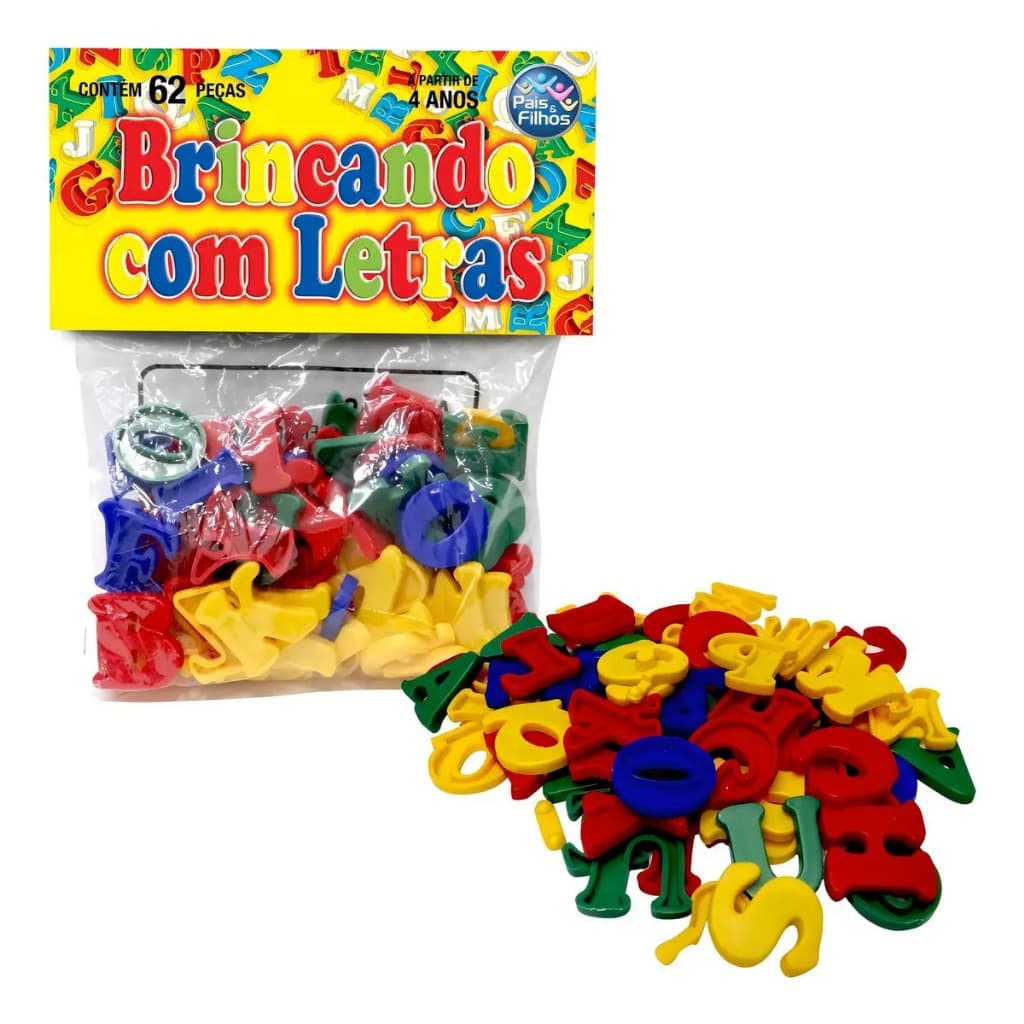 Brincando Com Letras 70 Peças Coloridas 4744 - Pais & Filhos 62 PÇS