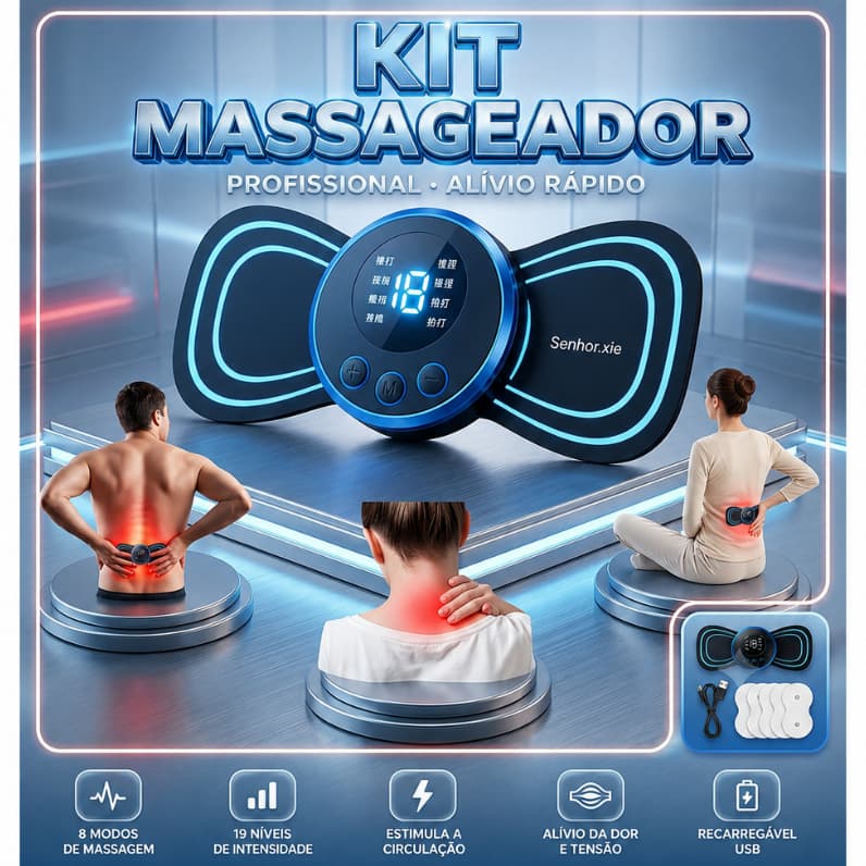 Mini Massageador EMS Estimulador Elétrico De Pescoço Portátil Para Alívio Da Dor Muscular Cervical