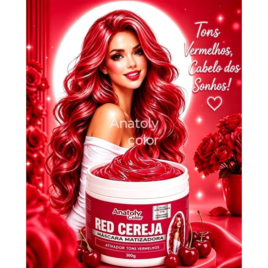 Máscara Tonalizante Cor RED Vermelho Anatoly Colors - 300g