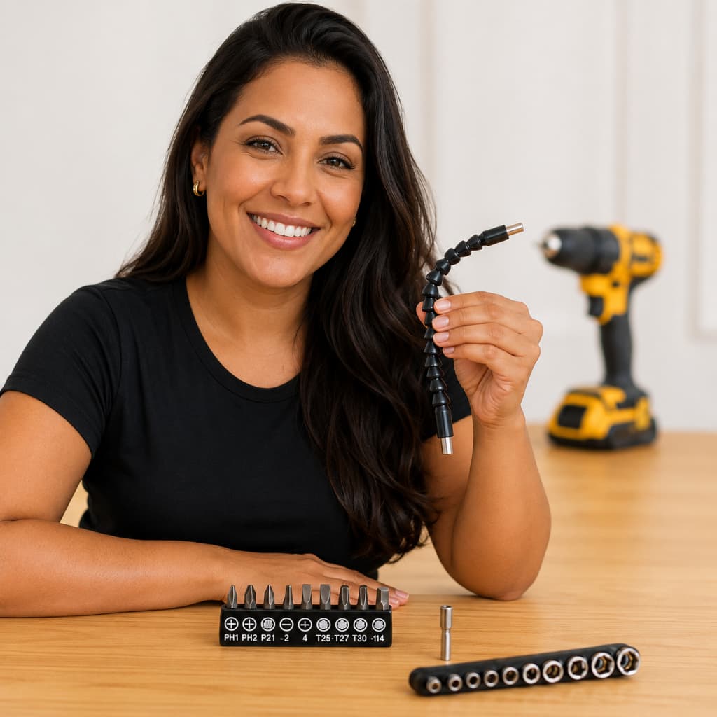 Kit Cabo Extensor Flexível Para Parafusadeira 21 Peças Bits Soquetes Resistente Durável