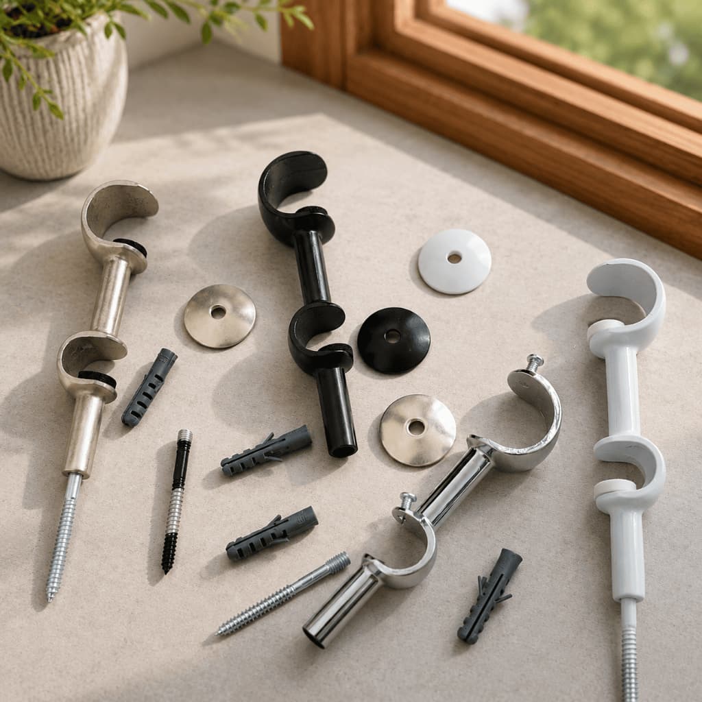 Suporte Duplo Alumínio Para Varão De Cortina 28mm E 19mm Unitário Com Bucha Parafuso Sapata Bella Arte