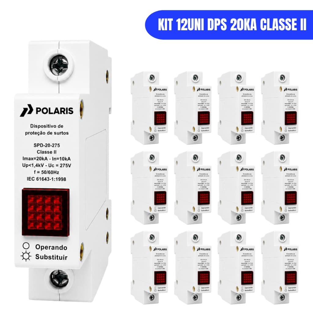 Kit 12 Dispositivo De Surto 20ka 275v Classe2 Monofásico Dps
