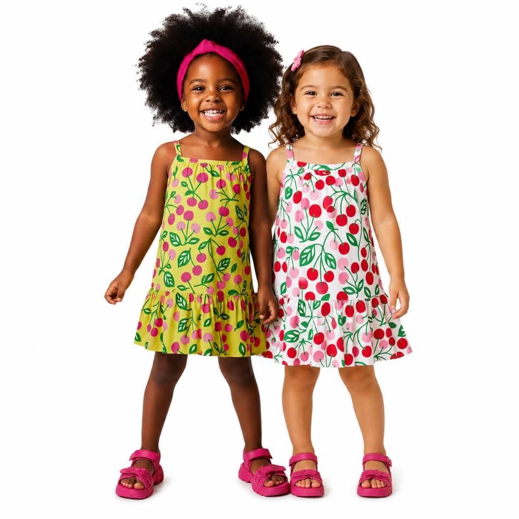 Vestido Infantil Kyly Cerejinhas Encantadas