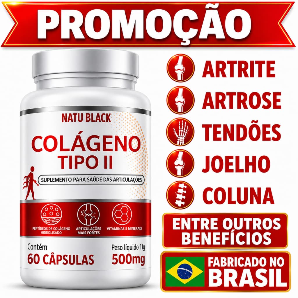 Colageno Tipo 2 para Joelho Cartilagem Artrose Artrite Não Hidrolisado 40 mg - ENVIO EM 24 HORAS