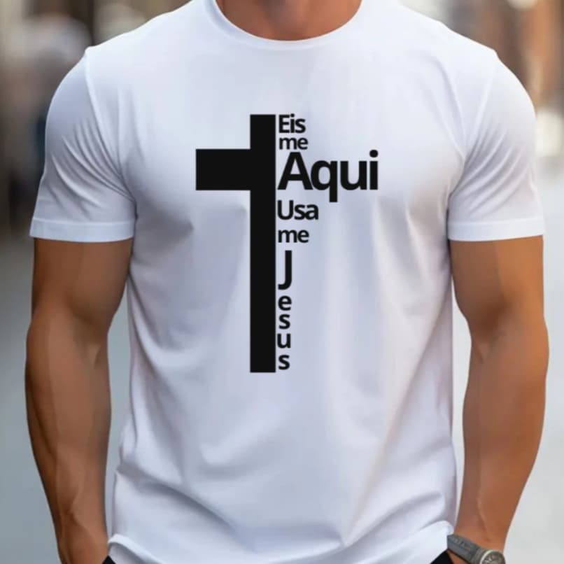 Camiseta Eis-me Aqui Usa-me Jesus Cristã Evangélica Unissex Manga Curta Premium, camisa Eis-me Aqui.