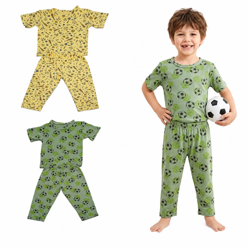 Pijama Manga Curta com Calça Masculino Infantil Menino 02 Ao 16 100% Algodão Para Dormir Fresco