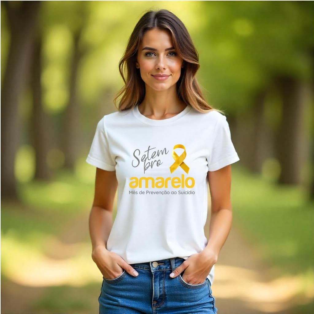 Bella Gis Camiseta Campanha Setembro Amarelo Combate Contra ao Suicídio Escolha Viver Unissex