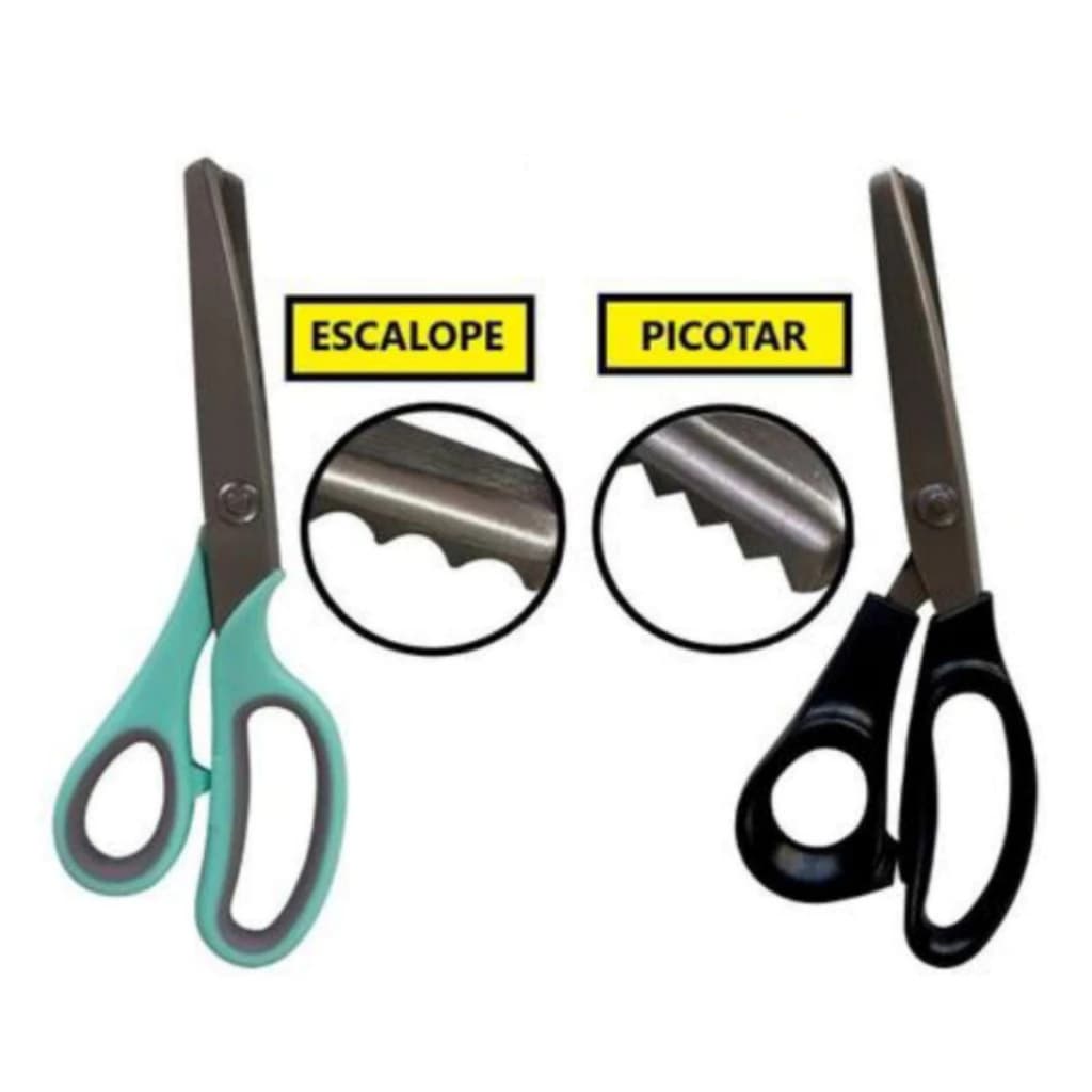 KIT 2 TESOURAS PICOTAR PROFISSIONAL LANMAX ZIG ZAG +ESCALOPE