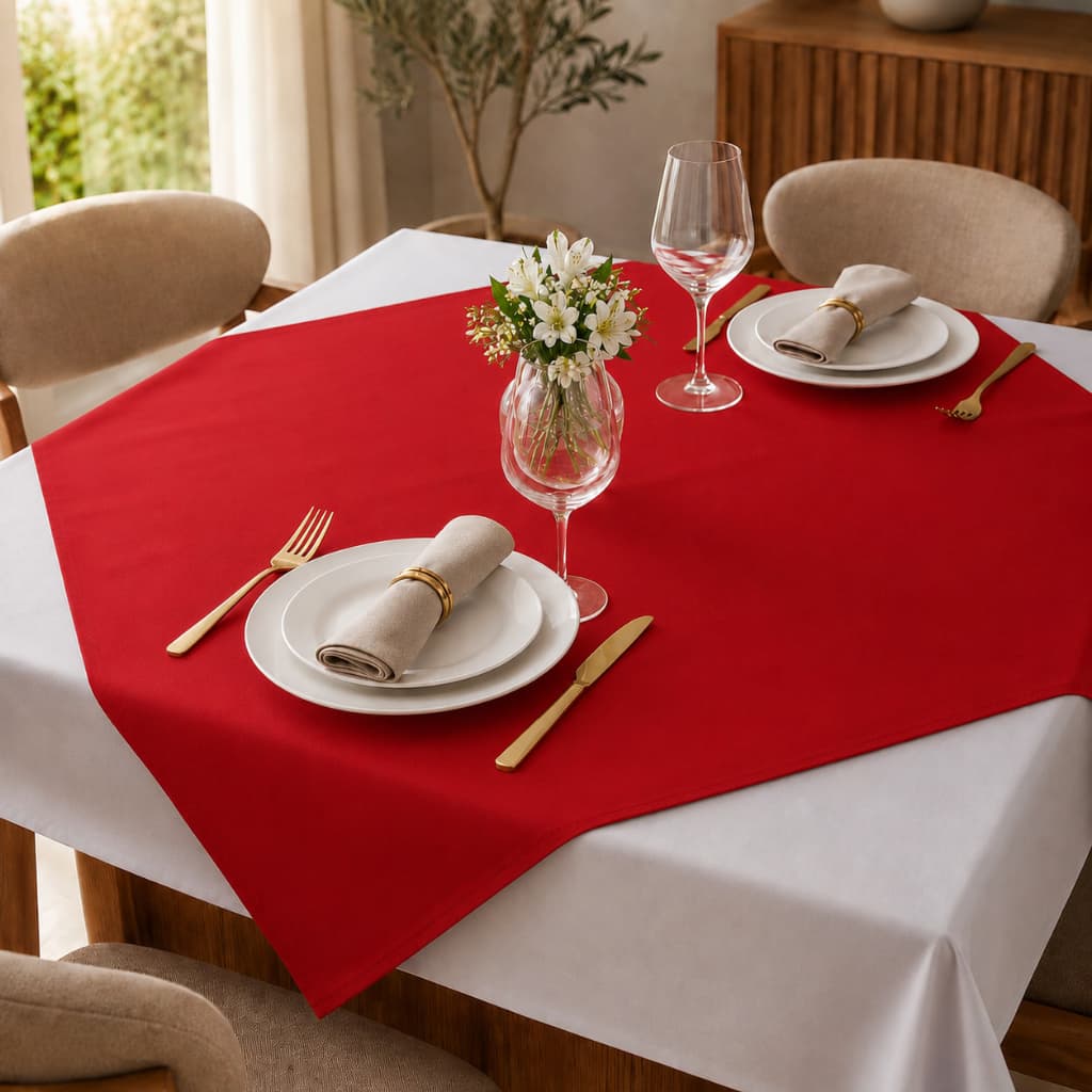 Kit 10 Cobre Mancha Vermelho Oxford 75x75 Centro de Mesa Toalha Quadrada Lisa Com Bainha