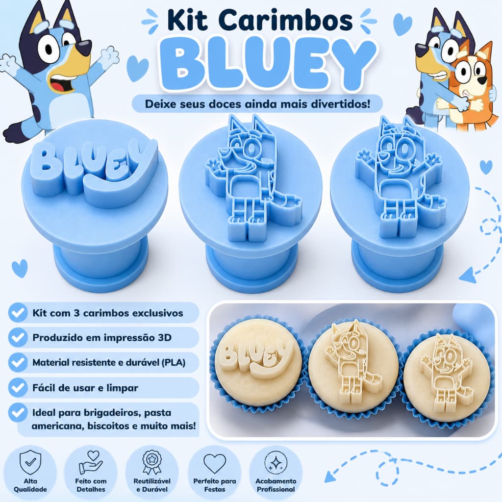 Kit 3 Carimbos para Brigadeiro Bluey