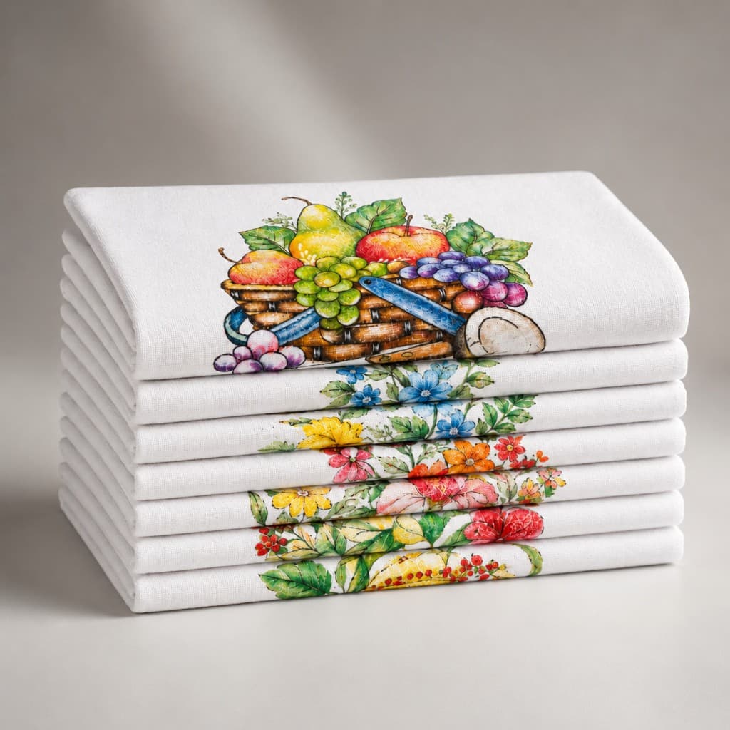 Kit 10 Panos De Prato 90 x 68cm Gigante Branco Estampado 100% Algodão Alta Absorção