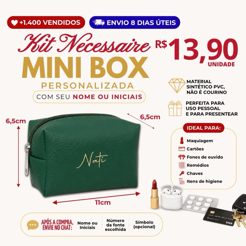 Kit 10/15/20 Necessaire Mini box personalizada 11x6,5cm lembrancinha casamento madrinhas