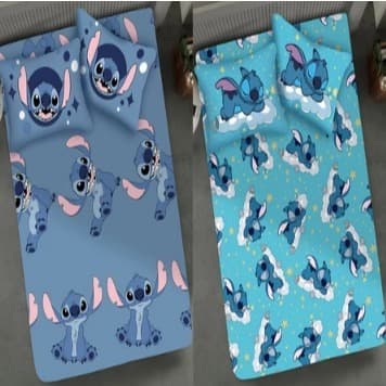 Jogo De Cama Casal Lençóis Malha Premium Disney Big Stitch Joy