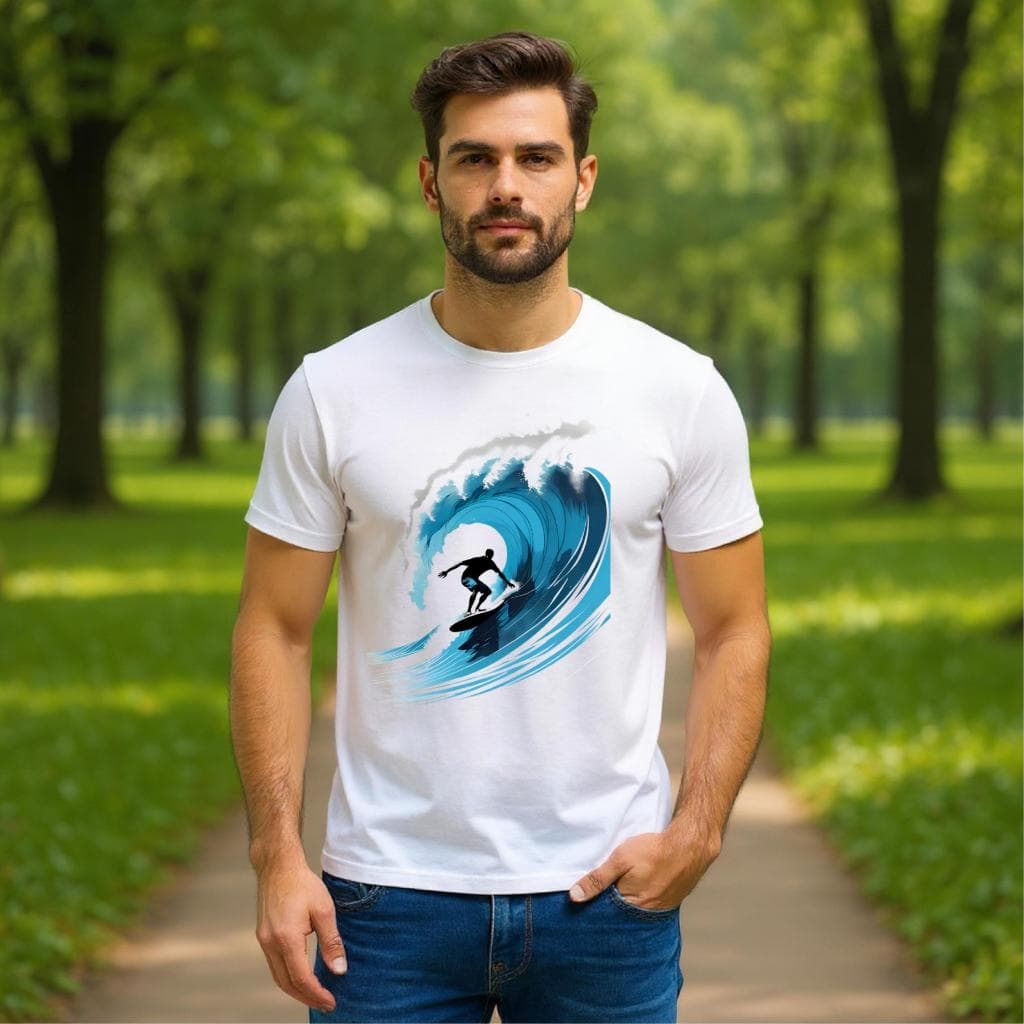 Bella Gis Camiseta Surf Pegando Onda Surfista Praia Mar Esporte Prancha Tubo Radical