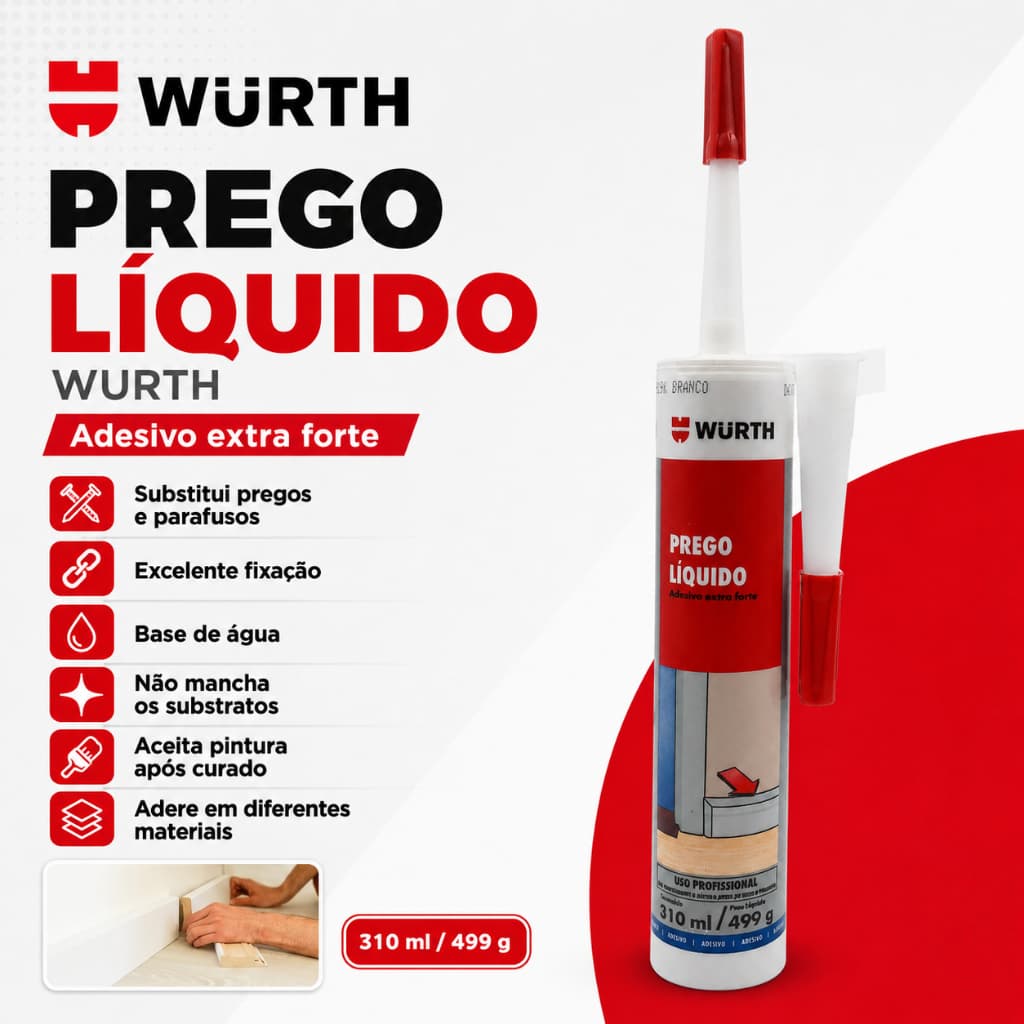 PREGO LÍQUIDO WURTH 499gm  ADESIVO EXTRA FORTE