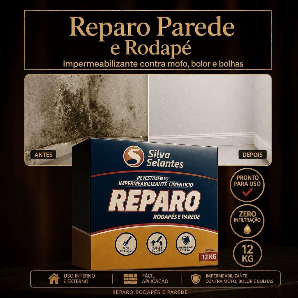 Produto Impermeabilizante Reparo Parede Rodapé Cimentício Decoração 12kg Película que resiste à umidade e mofo