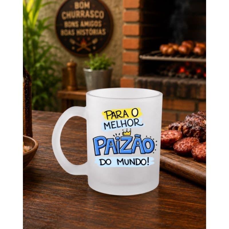 Caneca de Vidro Jateada Personalizada 325 ml – Dia dos Pais | Presente Personalizado com Nome