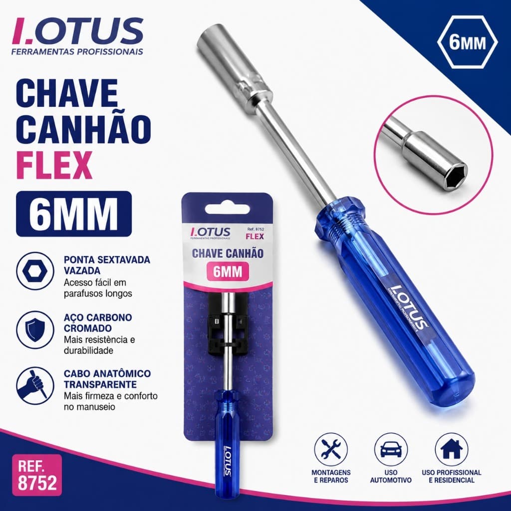 Chave Canhão 6mm Lotus Aço Cromado | 8752