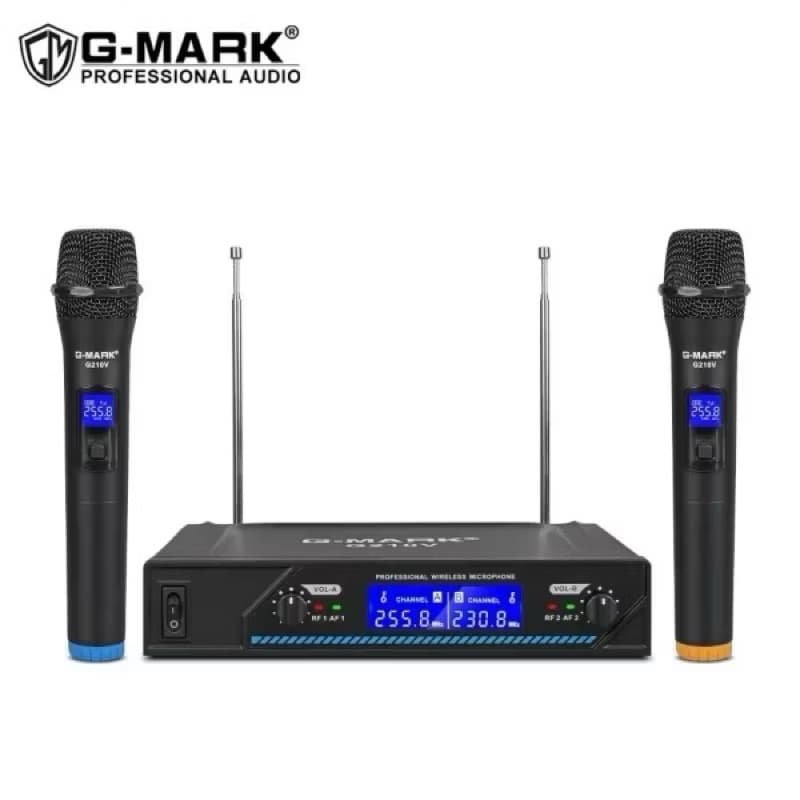 Microfone sem fio GMARK profissional de karaokê, microfone sem fio para festa, reunião, igreja show, 2 canais, G210V