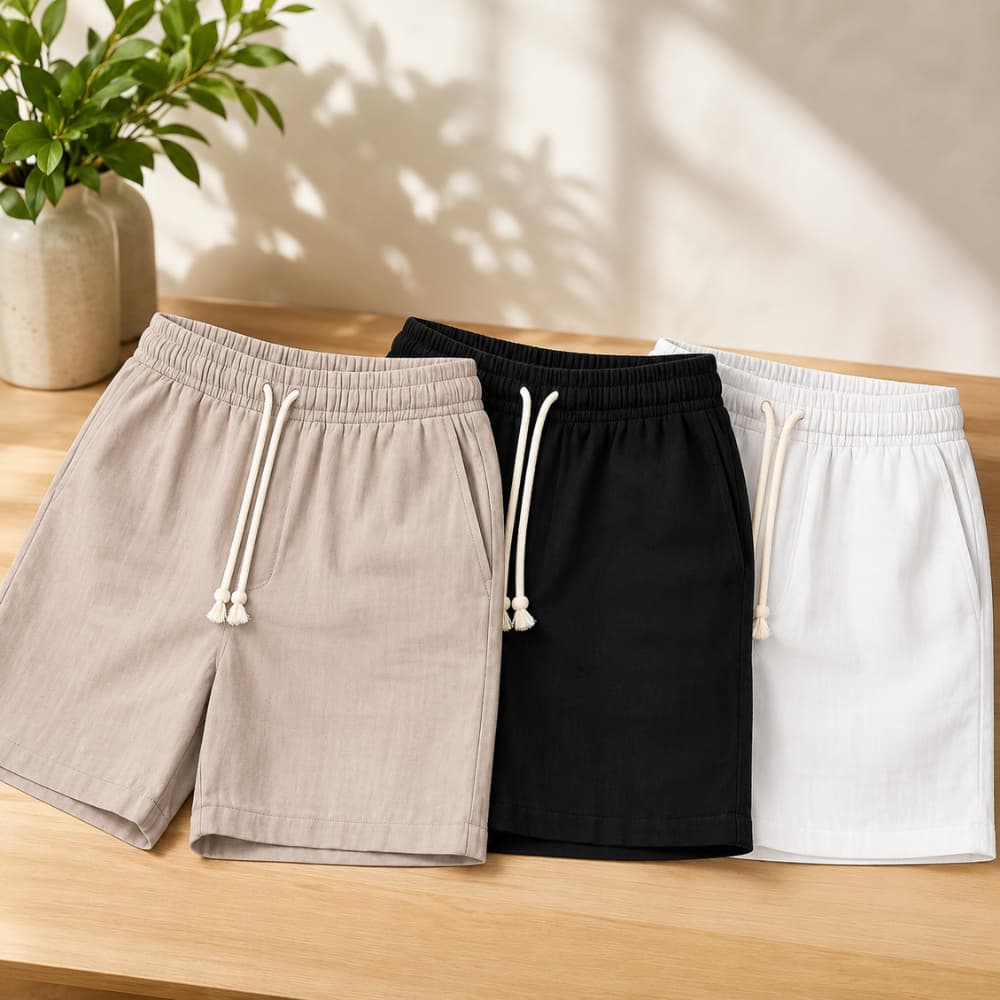 Kit 3 Bermudas Masculina Linho Casual Leve e Respirável