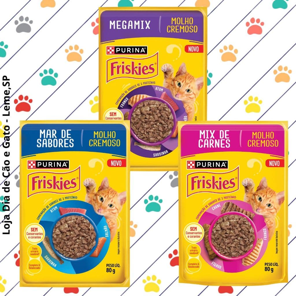Kit 10 a 50 Sachês Friskies Purina 80g - Ração de Comida Úmida para Gatos