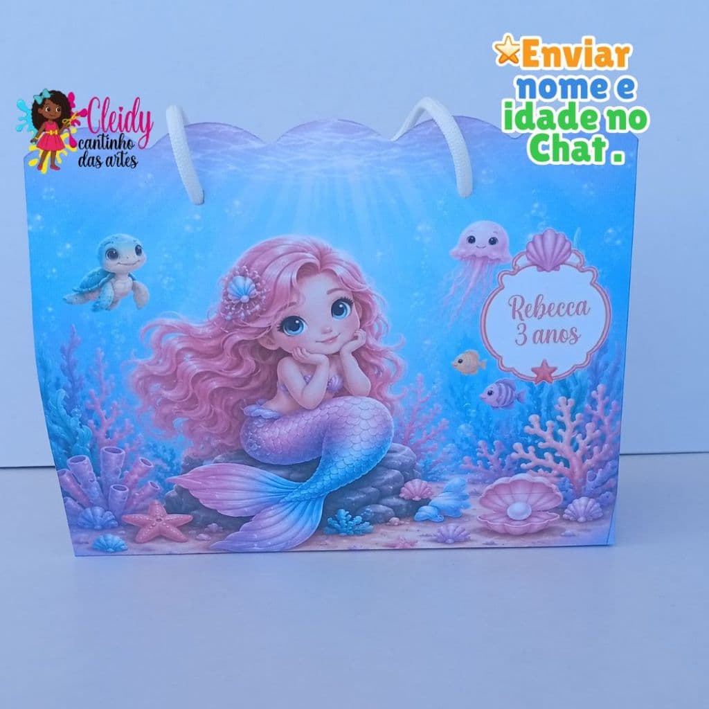 Sacolinha Personalizada Sereia/Sacolinha Surpresa Fundo do Mar Sereia
