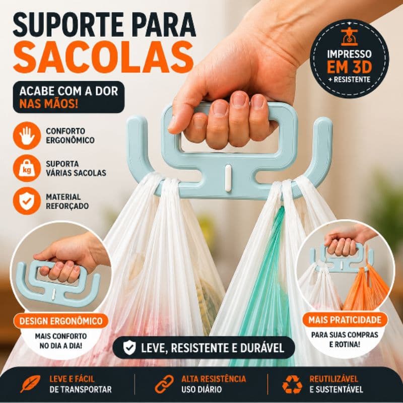 Suporte para Sacolas Ergonômico | Conforto e Resistência