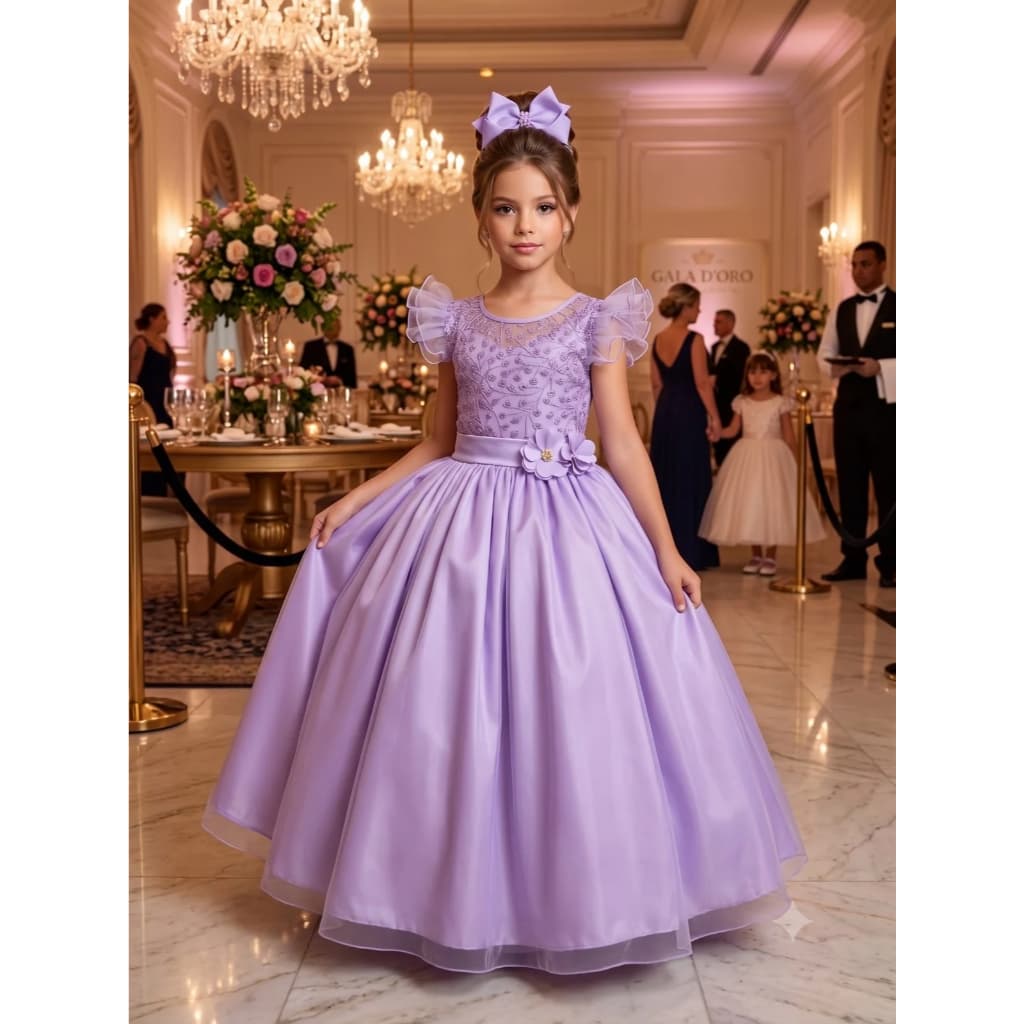 Vestido Infantil Longo Mini Miss Suzy Lílas – Luxo para Festas, Casamentos e Formaturas
