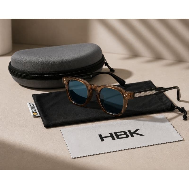 TítuloÓculos de Sol HBK Masculino e Feminino UV400 Lente Azul Premium com Case e Flanela