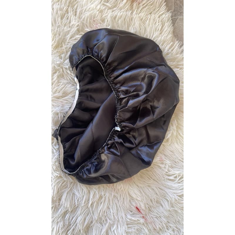 Touca de Cetim Dupla Face Ajustável + xuxinha | Basiq - Pink E Preto