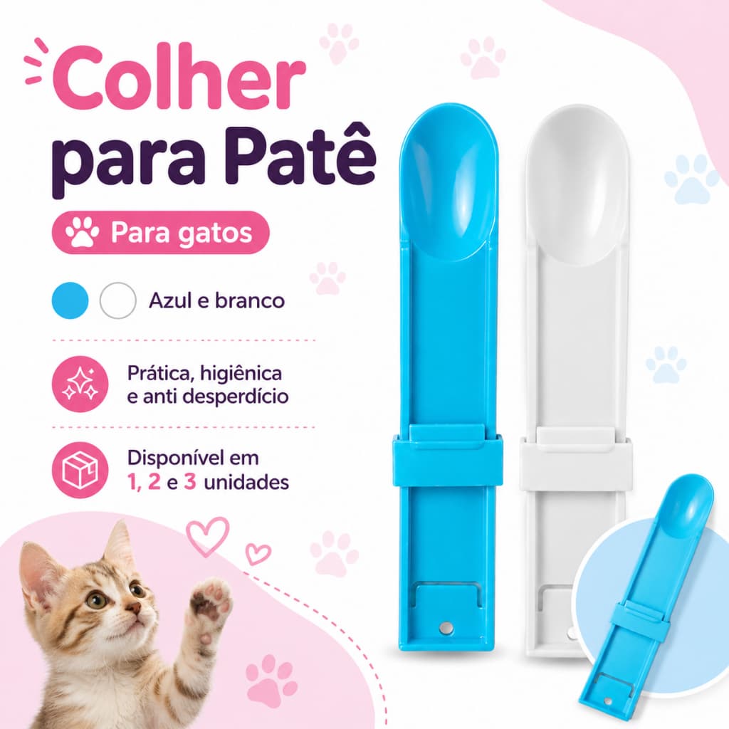 Espremedor de Sachê para Cachorro e Gato | Colher Prática Anti Desperdício Pet