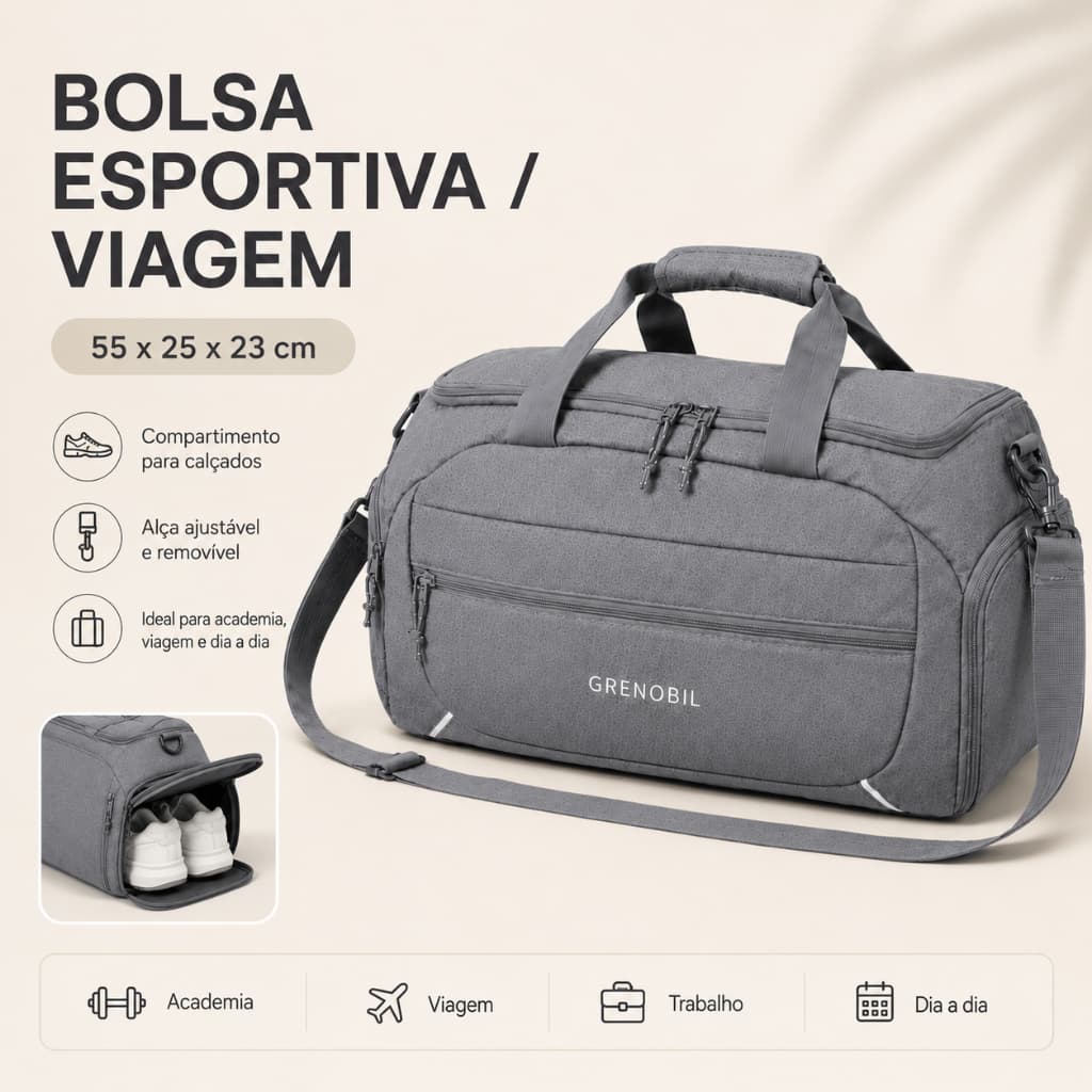 Bolsa mala mochila esportiva unissex alça Transversal resistente reforçada academia futebol viagem