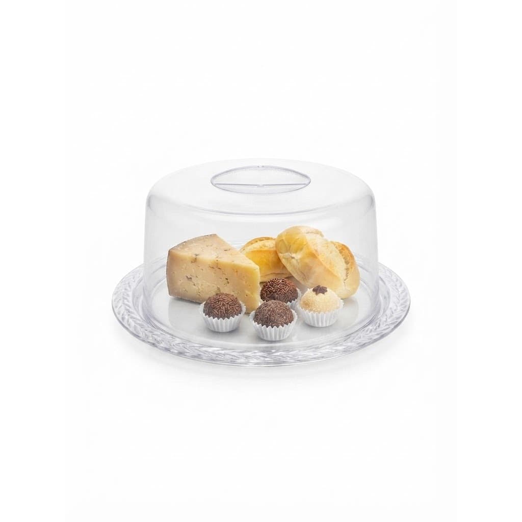 Queijeira Acrílico Premium Com Tampa 21cm Porta Queijo Pães