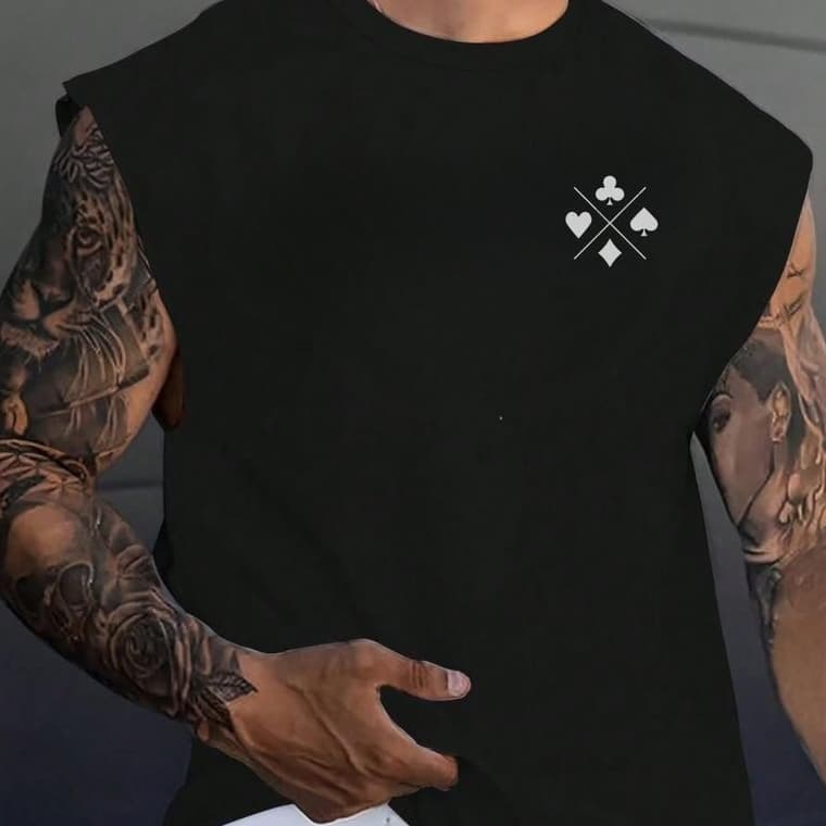 Regata Machão Masculina Poker Camiseta Cavada 100% Algodão