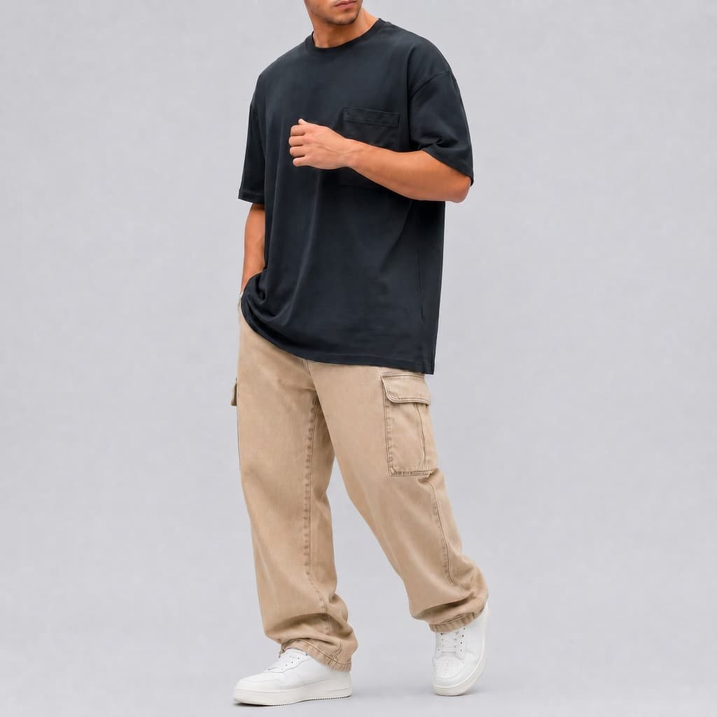 Calça Cargo Masculina Bolso Lateral Cintura com Cordão
